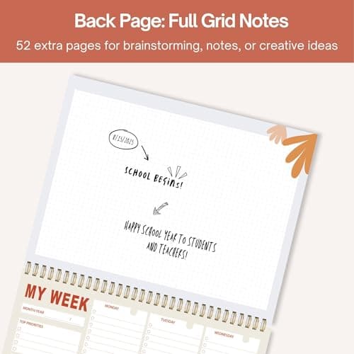 Weekly Planner Notepad 8.5x11 Inches – 52 Weeks Undated Dashboard Desk Pad for To-Do List, Schedule & Notes – Productivity Planner for Work, School, Home & Busy Professionals (Colorful Smiles) - Thumbnail 4