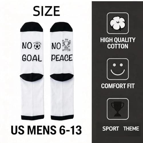 ZAOMENG 2Pack Funny Soccer Socks for Boys Men - Novelty Crazy Crew Socks Gifts for Teen Boys - Cool Sports Football Fan Birthday Gift - Cotton Casual Dress Socks(Black and White) - Thumbnail 5