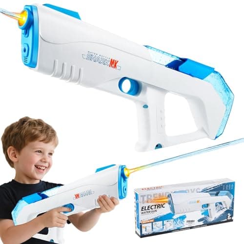 Electric Water Guns for Kids & Adults, Automatic Water Blaster Squirt Gun with Water Absorption LED Light 32ft Range Large Capacity, Outdoor Toys for Summer Game at Pool Beach Park Backyard (Blue) - Image 1
