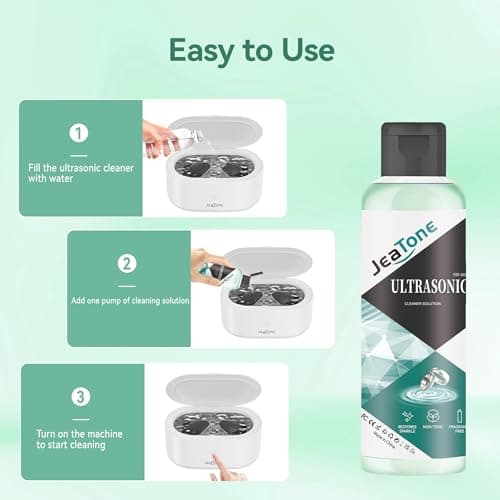 Ultrasonic Jewelry Cleaner Solution for Ultrasonic Cleaner Machine, Professional Cleaning of Jewelry, Diamonds, Gold, Silver, Remove Odors, Discoloration & Stains, Mint Scent, Green, 4oz - Thumbnail 2