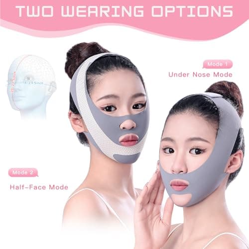 Reusable V Line Face Mask, Soft Face Chin Up Tape, Chin Strap Double Chin Eliminator V Line Lifting Mask for Women Double Chin Strap Face Slimming V Shaped Belt for Women and Men - Thumbnail 3