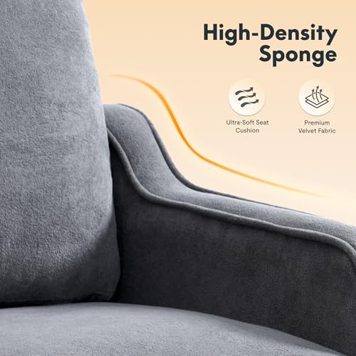 FLEXISPOT AC2 Accent Chair for Living Room, Mid Century Modern Reading Chair for Bedroom, Upholstered Armchair Comfy Single Sofa Side Chair for Office, Apartment, Small Room, Grey - Thumbnail 4
