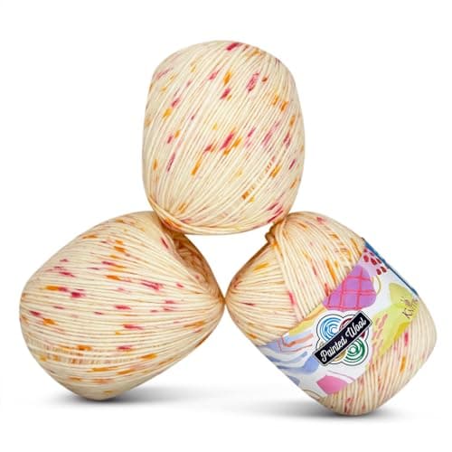 KnitPal Painted Wool Yarn for Knitting, 3 Skeins, 753Yds/300G, Free Patterns - 3 DK Weight Variegated Yarn for Crocheting with Hand Painted Look - White Embers