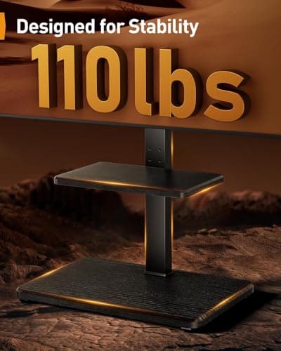 Perlegear Floor TV Stand with LED Light for 32”-75" TVs, Tall TV Stand with Swivel and Tilt, 12 Height Levels TV Mount Stand, Solid Wood Base up to 110 lbs for Living Room, Max VESA 600x400mm, PGFS21B - Thumbnail 6