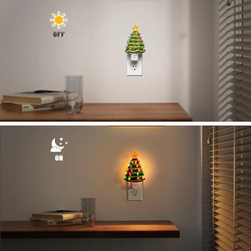 JandCase Christmas Tree Night Light, 3000K Night Lights Plug into Wall,Cute & Funny Christmas Night Light for Kids,Plug in Vintage Decor Nightlight with 360° Rotatable for Home Party Decor,1 Pack - Thumbnail 3