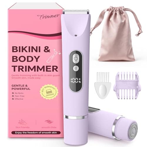 CoolHair Bikini Trimmer for Women, Smooth Electric Razor for Sensitive Skin, IPX7 Waterproof Wet & Dry Cordless Body Shaver for Bikini Area, Pubic Hair, Face, Underarms & Legs (Purple) - Image 1