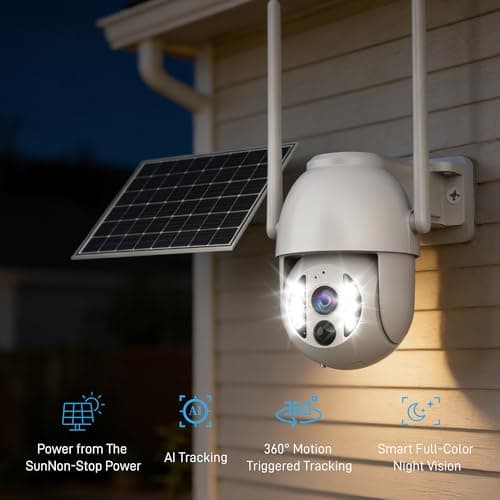 4G LTE 3K Security Cameras, Wireless Solar Powered Security Camera Outdoor, IP66, HD Color Night Vision, AI Triple Detection, 360° Auto Tracking, Smart Cameras for Home Securitym, No WiFi Required - Thumbnail 3