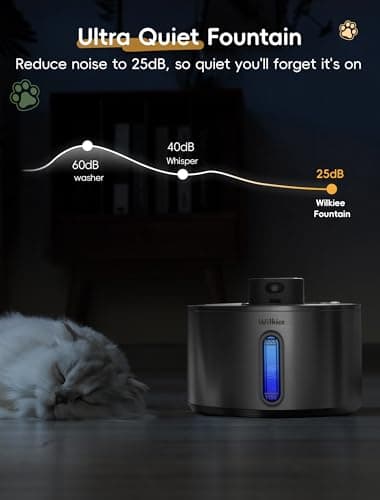 WILKIEE Wireless Cat Water Fountain, 135fl.oz/4L Stainless Steel Cat Fountain Battery Operated, Pet Water Dispenser Cordless for Cats & Dogs Indoor (1 Set Filter) - Thumbnail 6