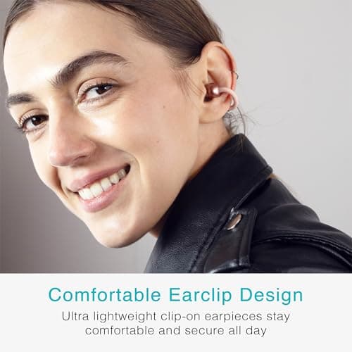 MEE audio Pebbles Air Open Ear True Wireless Earbuds - Bluetooth 5.3 Lightweight Earclip Headphones with Headset Microphone & Call Noise Reduction for Gym/Workouts/Sports and Gaming (Rose Gold/Pink) - Thumbnail 2