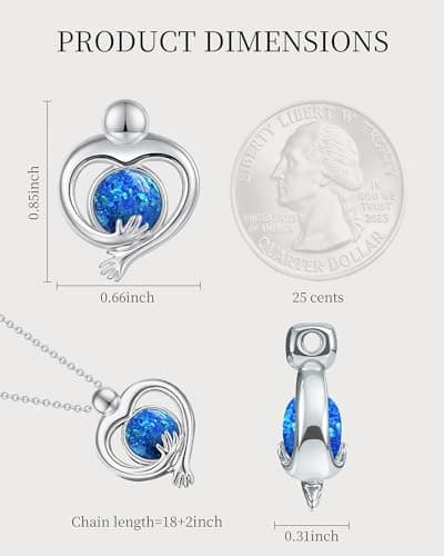 You Matter Hug Heart Opal Pendant Necklace for Women, Silver Plated Copper Alloy Embrace Necklace, Reversible Dainty Blue Opal Jewelry, Inspirational Daily Wear Piece for Birthday, Anniversary, Christmas Gifting Occasions - Thumbnail 5