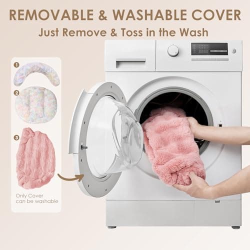 EHEYCIGA Soft Cat Couch Bed for Indoor Cats, Fluffy Small Dog Bed with Removable Washable Cover, Bolster Pet Sofa, Waterproof and Non-Slip, 26" x 26"x 8", Pink - Thumbnail 6