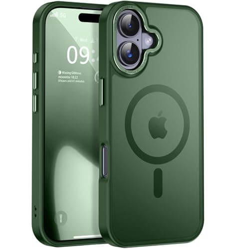 Newfuture Magnetic for iPhone 17 Case [Compatible with Magsafe] [Military Grade Drop Protection] Translucent Matte Anti-Scratch Shockproof Protective Phone Cover 6.3 Inch, Dark Green - Image 1