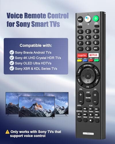 Universal Voice Replacement Remote Control for Sony Bravia TVs, Compatible with All Sony 4K UHD LED LCD HD Smart TVs, 2-Year Warranty - Thumbnail 2