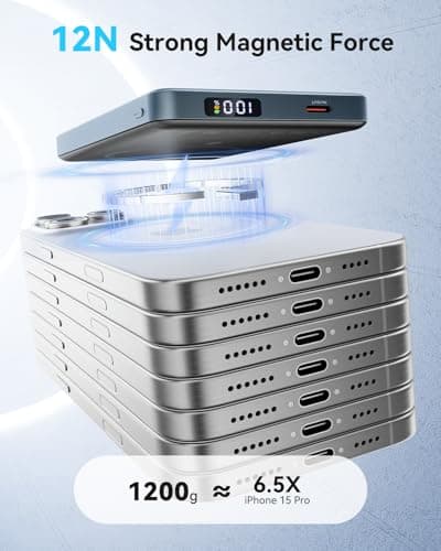 Kuulaa 0.5" Magsafe Portable Charger, 10000mAh Magnetic Power Bank & Slim Battery Pack - Qi2 Certified 15W Wireless Charging with 20W USB-C PD for iPhone 17/16/15/14/13/12 Pro/Air Series - Thumbnail 5