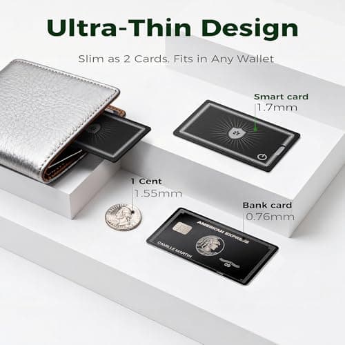 [2 Pack] 2026 New Wallet Tracker Card (iOS Only),Ultra Slim 0.07in,Rechargeable Bluetooth Tracker, IP68 Waterproof,Wireless Charging, Smart Location Finder for Keys, Wallet, Luggage Tags - Thumbnail 2
