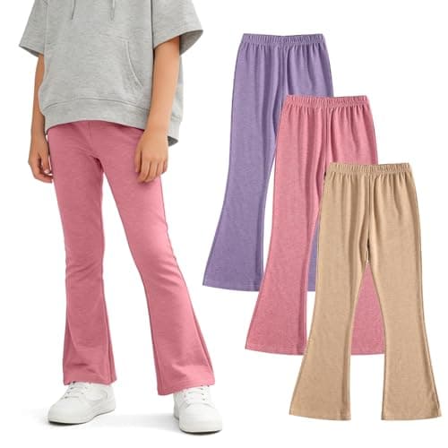 3 Pack Girl Leggings High Waisted Flare Pants Bell Bottoms Suitable for Yoga Leisure Sports School Uniforms Travel 4-13 Years - Image 1