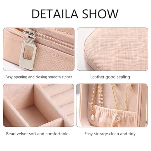 Corissy Personalized Jewelry Box for Women, Custom Travel Jewelry Case with Name and Birth Flower, Leather Jewelry Box for Rings, Earrings, Necklaces, Personalized Gifts for Women - Thumbnail 6