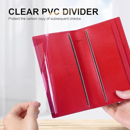 CASMONAL Checkbook Covers for Personal Checkbook Holder RFID Blocking Premium Leather Checkbook Cover for Duplicate Checks - Thumbnail 5