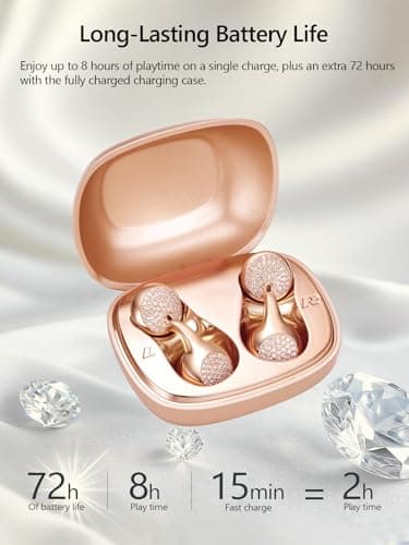 FUNNYEAH JewelPods H01 Wireless Earbuds for Small Ear, Open Ear Earbuds Jewelry-Inspired Designs Metal Headphones, Excellent Spatial Audio,Sweat and Water Resistant,72H Play - Thumbnail 6