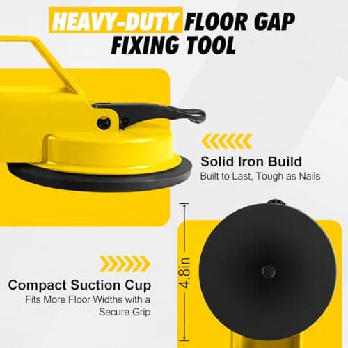 Floor Gap Fixer Tool, 45° Striking Surface Floor Gap Repair Tool with Dual Suction Cup, Made of Iron. with 6pcs Sticky Pads for Fixer Laminate/Vinyl Flooring Tools - Thumbnail 4