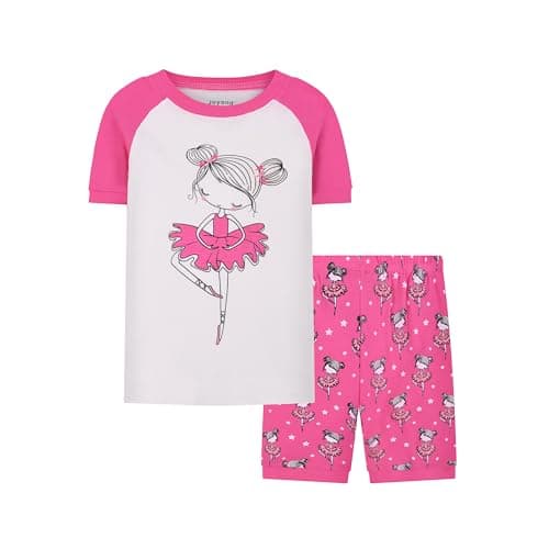 Joyond Girls Summer Cotton Pajamas 4 Piece Snug-Fit Sleepwear for Toddler Clothes Kids Short Sleeves Kids Girl Pjs Sleepwear Pants Set (Size 4) - Thumbnail 3