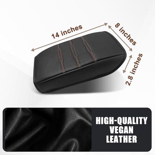 Muslogy Center Console Armrest Cover Fit for Honda CR-V & CRV Hybrid 2023-2026 2026 Accessories, Comfort Armrest Pad Console Lid Cushion Vegan Leather Regular Thick(Black/Orange Trim) - Thumbnail 6
