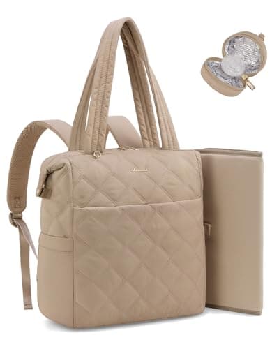 LOVEVOOK Diaper Bag Backpack,Diaper Bag Tote for Mom Dad with Changing Pad,Insulated Pockets, Convertible Lightweight Baby Backpack with Pacifier Case（Khaki） - Image 1