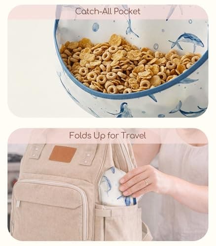 CIVARUA KIDS 3-Pack Waterproof Baby Bibs for Eating - Mess Proof Lightweight Toddler Feeding Bibs with Large Food Catcher, Food-Grade Baby Eating Essentials, Easy to Put On & Clean(Blue Ocean Whale) - Thumbnail 5