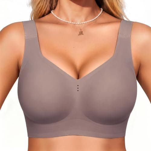 COCOMARTS Jelly Bras for Women No Underwire Full Coverage Push Up Seamless Bralettes Comfortable Supportive Tshirt Bra Grey Large - Image 1
