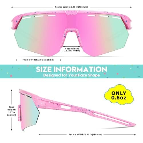 RSQQAV Youth Sports Sunglasses for Boys Girls Age 3-10, Lightweight Frame Kids Baseball Softball Cycling Sunglasses - Thumbnail 4