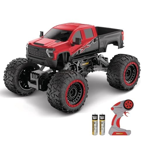 Motor Dayz RC 4WD Heavy Metal Chevrolet Silverado Truck – 1:14 Scale Remote Control Car, Stamped Metal Body, 2.4GHz Full-Function Radio Control, USB Rechargeable, Ready to Run, Red - Image 1