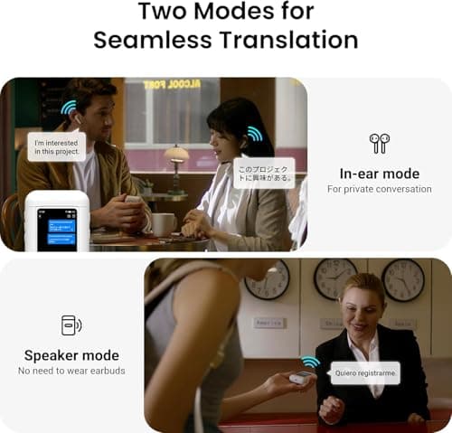 Wooask A8 Translation Earbuds Real Time with ChatGPT, Offline Translator Earbuds No APP Needed, 144 Languages Two-Way Voice Translation for Travel & Business (White, Offline) - Thumbnail 6