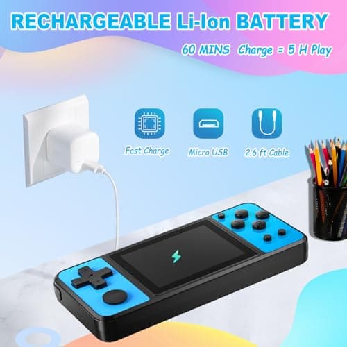 Beico 32 Bit Handheld Games for Kids Preloaded 139 Video Games,Portable Electronic Toys with 3.0" IPS Screen Rechargeable Battery,Gaming System Birthday Gifts for Boys Girls Ages 4-12 (Blue) - Thumbnail 4