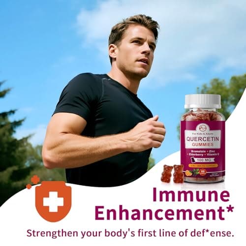 M inch (2 Pack) Quercetin Gummies with Bromelain, Elderberry, Zinc and Vitamin C - Chewable Quercetin 100mg Supplement for Immunity, Allergy, Aging Support - Vegan Gummies for Adult & Kid - Thumbnail 5