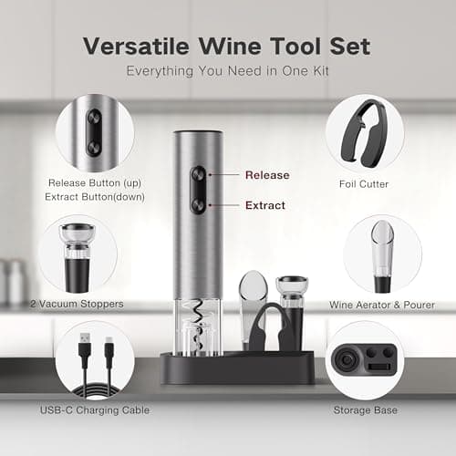 Electric Wine Opener Rechargeable, BABONIR 6-in-1 Wine Gift Set - Thumbnail 5