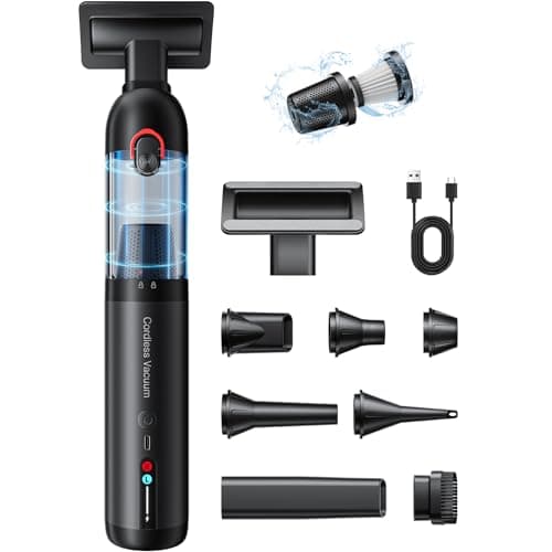 AOHPEGN Handheld Car Vacuum Portable Cordless, Hand held Vacuum Cleaner with 21000 Pa Suction Power Air Duster for Car Cleaning, Home, Office, Pet Hair | Multi-Nozzle, Washable Filter - Image 1