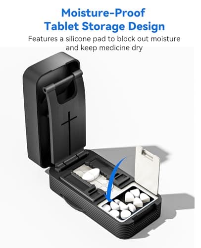 Pill Cutter Splitter for Small and Tiny Pills - Professional 1/2 1/4 Pill Splitter with Adjustable Centering Slot, Accurately Cut Multiple Tablets with Safety Blades & Silicone Storage Box (Black) - Thumbnail 6