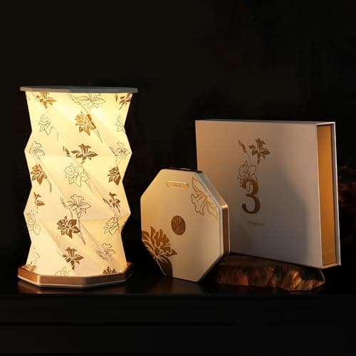 ZBOLE Birthday Flower Folding Rotating Lamp - March Narcissus, Rechargeable Folding Paper Light, Elegant Gift Box – Ideal Anniversary, Birthday Gift for Women, Mom, Sister, Grandma-White - Image 1