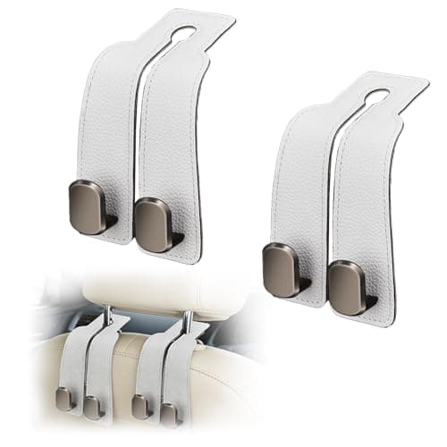 Flimjibg Car Seat Headrest Storage Hooks - 2 Pack Dual Hangers Design Organization Accessories, Car Interior Gadgets to Add Extra Holder and Hook for Purses,Bags,Coat and Handbag