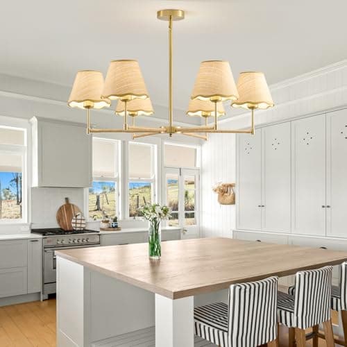 PENACINY 39”Inch Boho Rattan Chandelier 6-Lights Rustic Industrial, Adjustable Hand-Woven Pendant Lighting Fixtures for Dining Room, Bedroom,Living Room, UL Listed, E26Base - Thumbnail 2