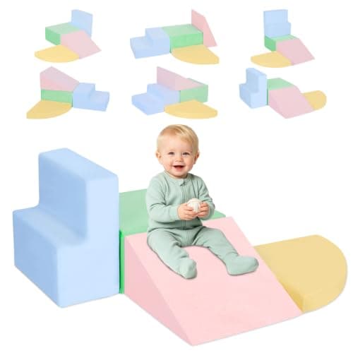 MIND&ACTION Climbing Toys for 1 Year Old, 4-Piece Foam Baby Climbing Blocks for Toddlers, Toddler Climbing Toys Indoor Soft Play Set, Climb Crawl Activity Play Set, Birthday Gift