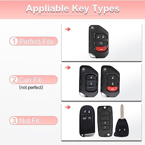 Pangpai Pink Key Fob Cover for Jeep, Soft TPU Key Case Protection with Bling Keychain Fit for 2018-2022 Jeep Gladiator Wrangler Sahara Rubicon - Thumbnail 2
