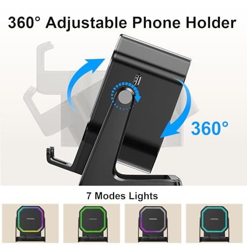 Passau Wireless Induction Speaker All-in-1 Bluetooth Speakers with Phone Stand for iPhone/Android/iPad, BT5.4, Stereo Sound, 7 RGB Lights, 12H Playtime, Cool Tech Gadgets Gifts for Men Women Teens - Thumbnail 6
