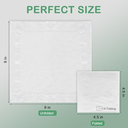 Kouorao White Cocktail Napkins - 600 Count Disposable Paper Napkins, 2-Ply 4.5 x 4.5 Inch Beverage Napkins Bulk for Dinner Wedding Bar Party and Everyday Use - Thumbnail 2
