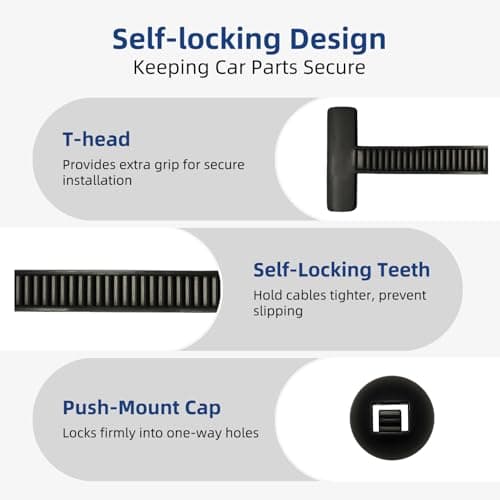 100PCS Nylon Universal Cable Tie Buckle Zip Ties - Heavy Duty Self-Locking Cable Tie Buckles Clips for Car Auto Bumper Fender Repairs, Multipurpose Plastic Fasteners for Automotive Use - Thumbnail 5