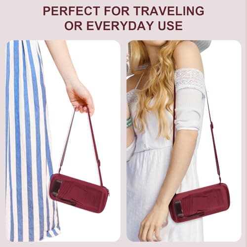 Mini Umbrella with Case for Travel Small Compact Lightweight Wine Red - Thumbnail 3
