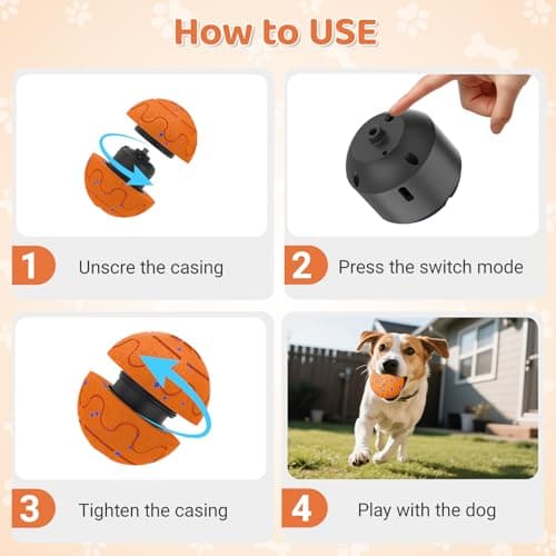 COSOWO Self-Moving Dog Ball Interactive Dog Toy with Automatic Rolling, Bouncing & Vibration to Keep Dogs Entertained Chew-Proof & Waterproof for Small/Medium Breeds, O15-Orange - Thumbnail 3