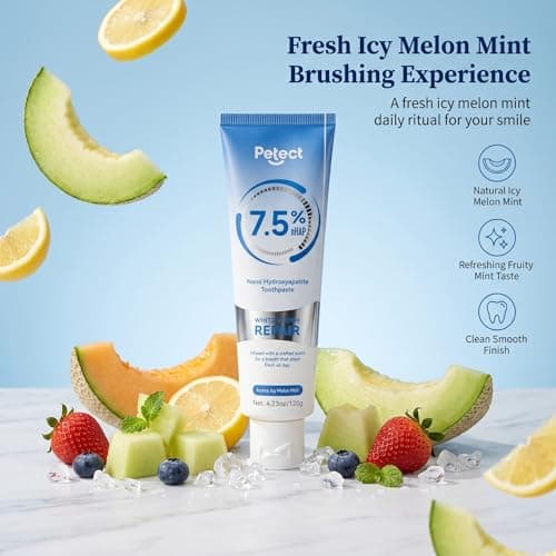 PETECT Nano Hydroxyapatite Toothpaste for Sensitive Teeth, Fluoride Free Whitening Toothpaste for Adults, Enamel Repair & Fresh Breath, SLS Free Vegan Toothpaste, ICY Melon Mint, 4.23 oz, 2 Pack - Thumbnail 5