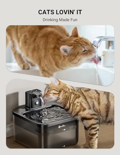 DownyPaws Cat Water Fountain Cordless, 84oz/2.5L Fursink Wireless Pet Water Fountains for Cats Indoor, Battery Operated Cat Drinking Fountain with Motion Sensor, Ultra Quiet Pump, BPA-Free, Black - Thumbnail 5