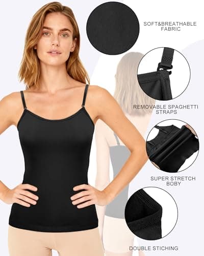 HotGains Women Camisole (US, Alpha, Medium, Regular, Regular, Black) - Thumbnail 4
